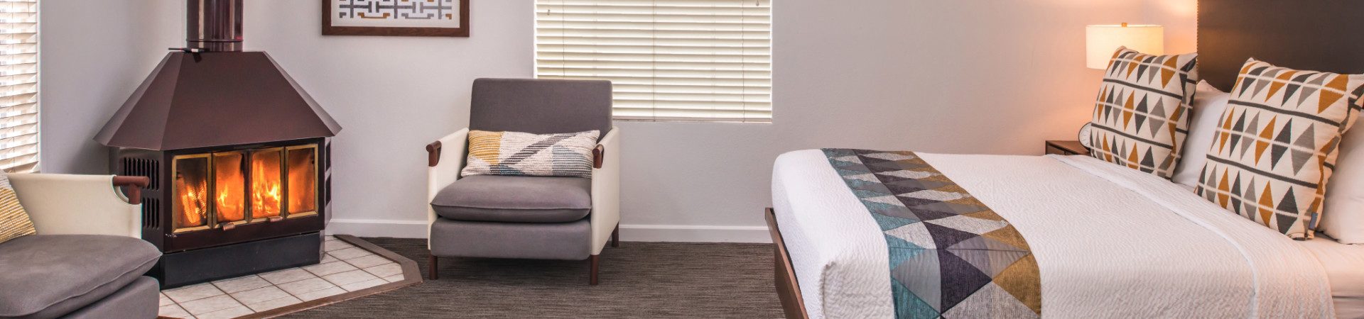 Bedroom with fireplace