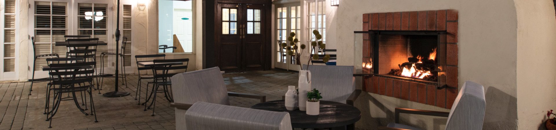 Lounge area with fireplace